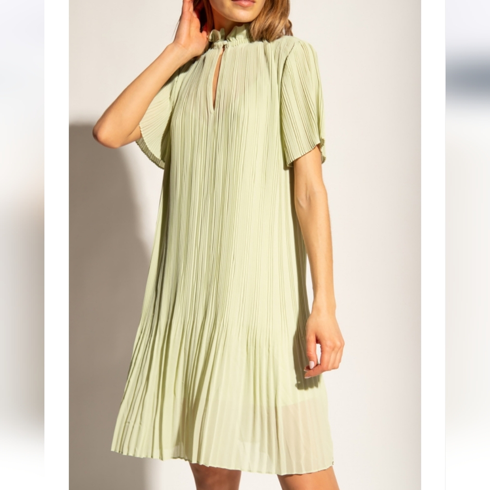 Samsoe "Lady SS" accordian Pleated Dress In Fog Green Nwt